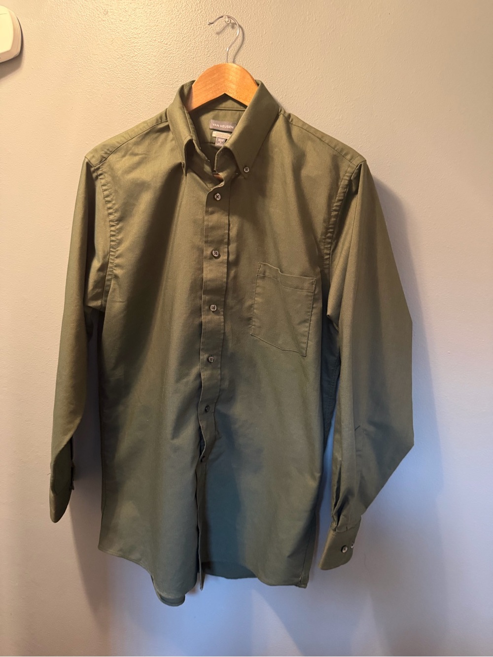 Van Heusen Olive Green Long-Sleeve Button-Down Shirt